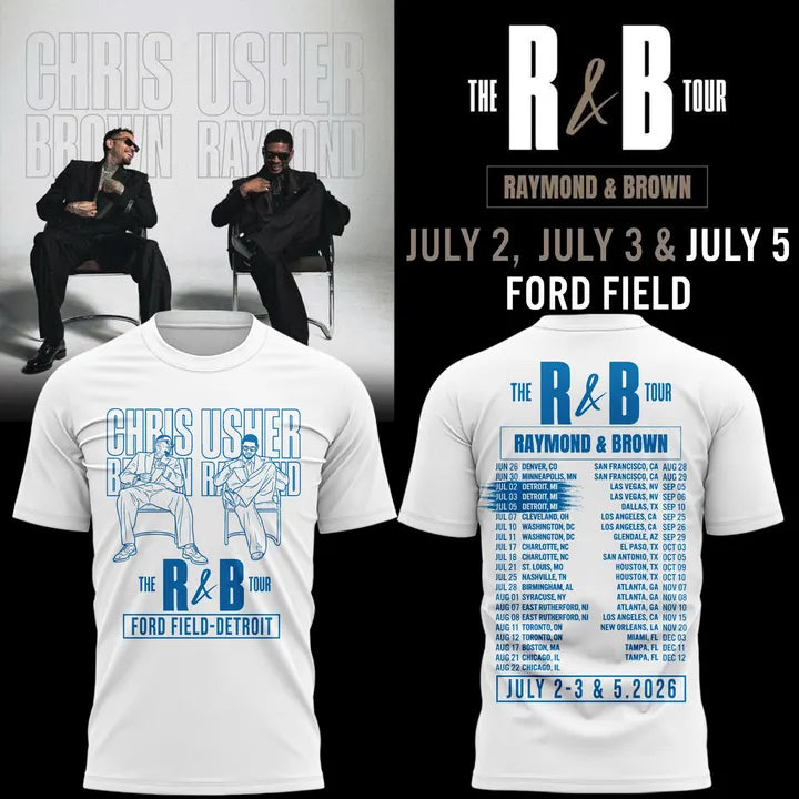 Detroit Lions x Usher & Chris Brown: The R&B Tour - Ford Field stadium black tee