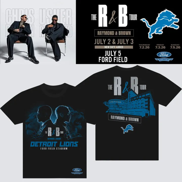 Detroit Lions x Usher & Chris Brown: The R&B Tour - Ford Field stadium black tee