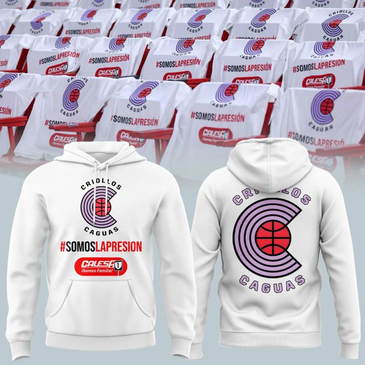Criollos de Caguas #SomosLaPresión White Pullover Hoodie – Puerto Rico Basketball Fan Edition