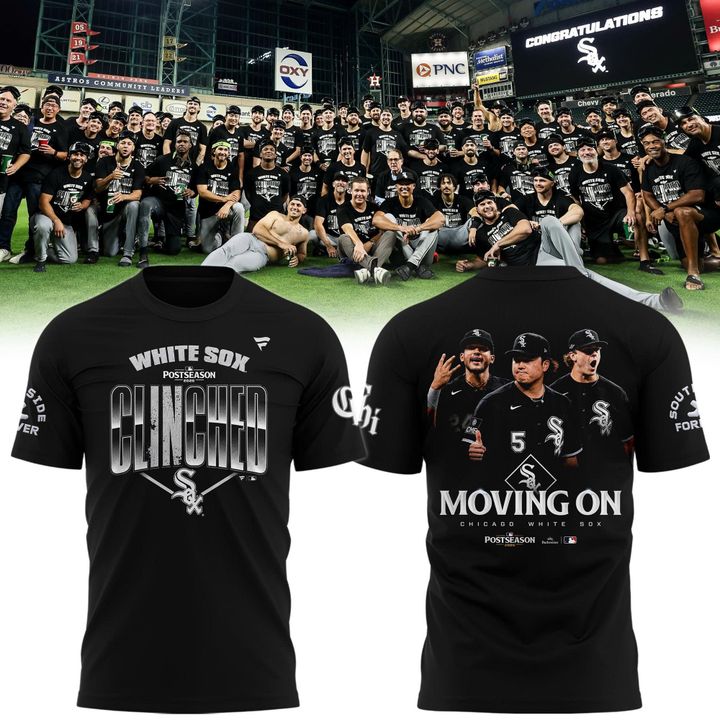 Chicago White Sox Clinched Postseason T-Shirt - White Sox Moving On Playoffs Black Tee
