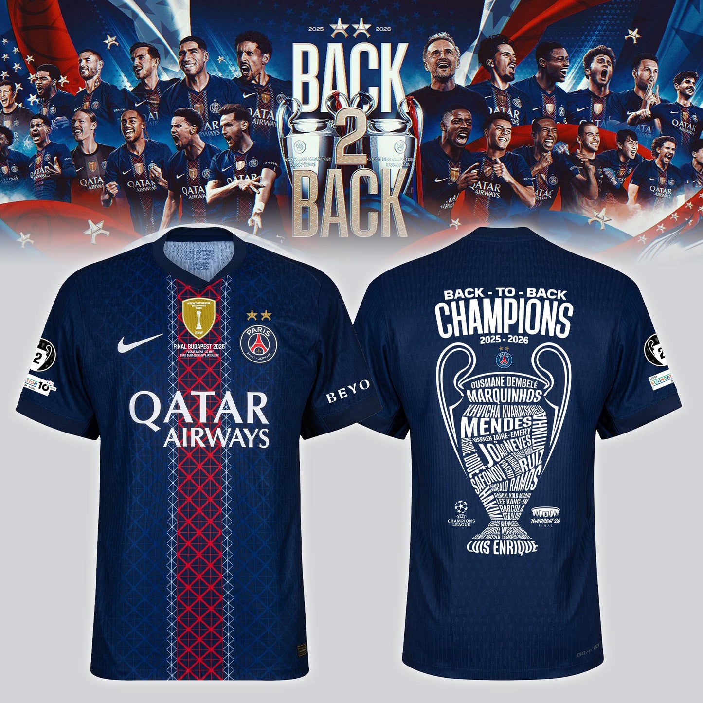 PSG 2026 Back 2 Back Champions Special Edition Jersey