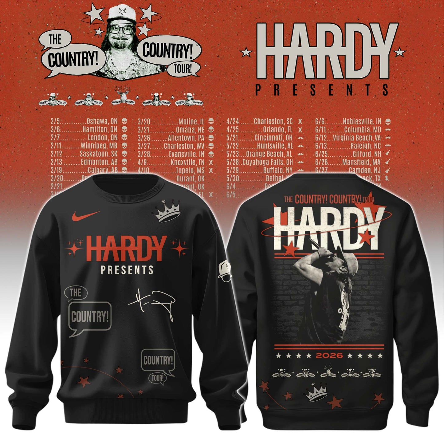 Hardy The Country Country Tour 2026 Sweatshirt