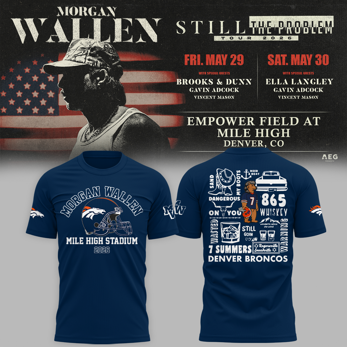 Limited Edition MWallen x Denver Broncos Tshirt 2026