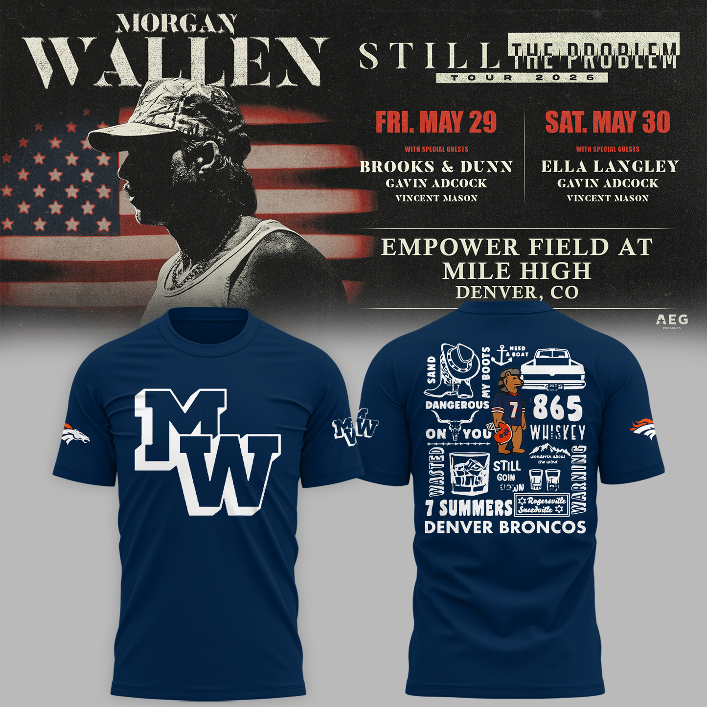 Limited Edition MWallen x Denver Broncos Tshirt 2026