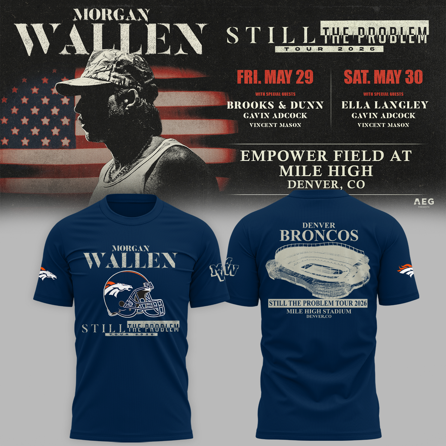 Limited Edition MWallen x Denver Broncos Tshirt 2026