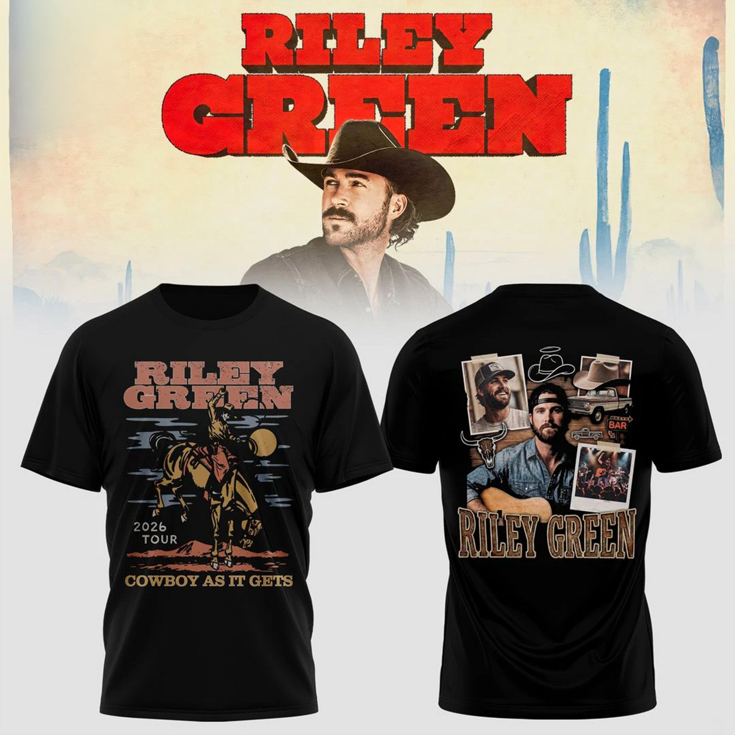 Riley Green Cowboy As It Gets Tour 2026 Edition Tshirt
