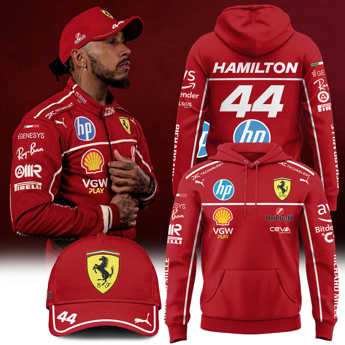 __Lewis Hamilton 44 Ferrari Limited Edition Hoodie.