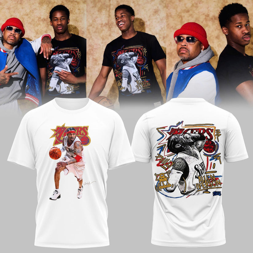 Allen Iverson Philadelphia 76ers Black Chalked Up T-Shirt