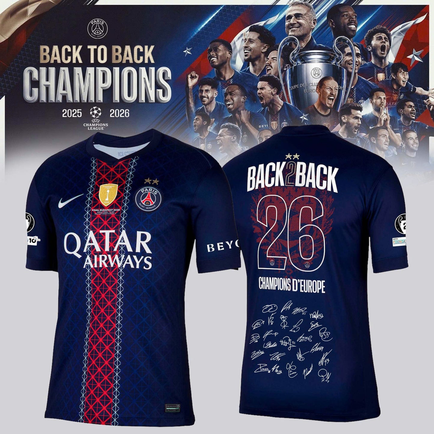 PSG 2026 Back 2 Back Champions Special Edition Jersey