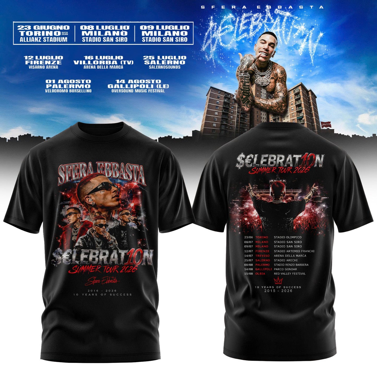 Sfera Ebbasta Tour 2026 Limited Tshirt