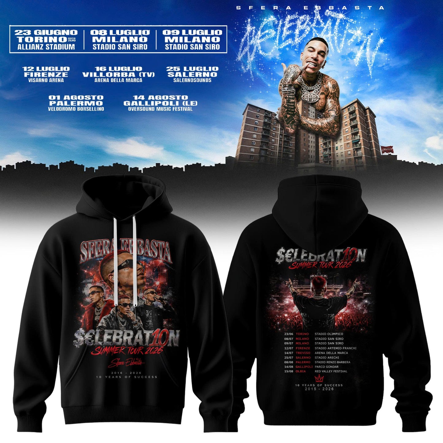 Sfera Ebbasta Tour 2026 Limited Hoodie