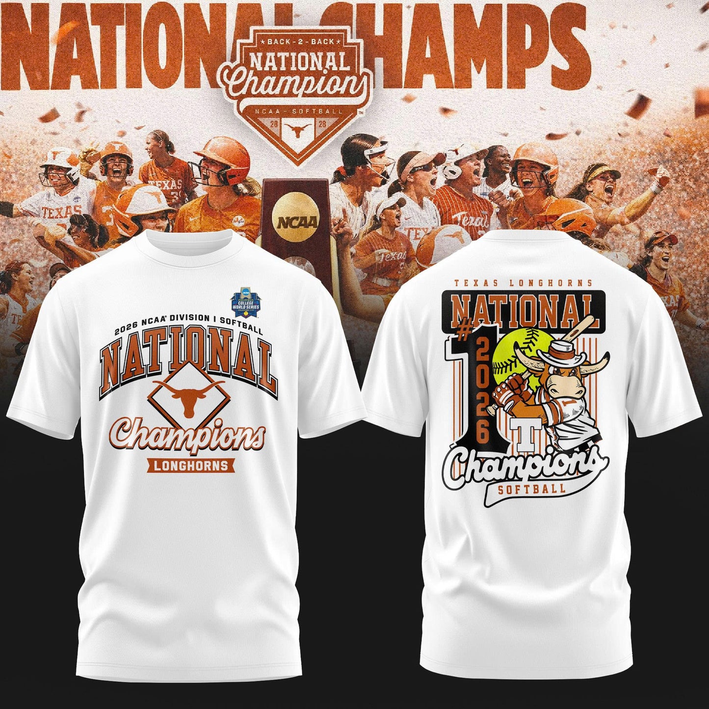 Texas Longhorns Back To Back NATIONAL CHAMPIONS T-shirt