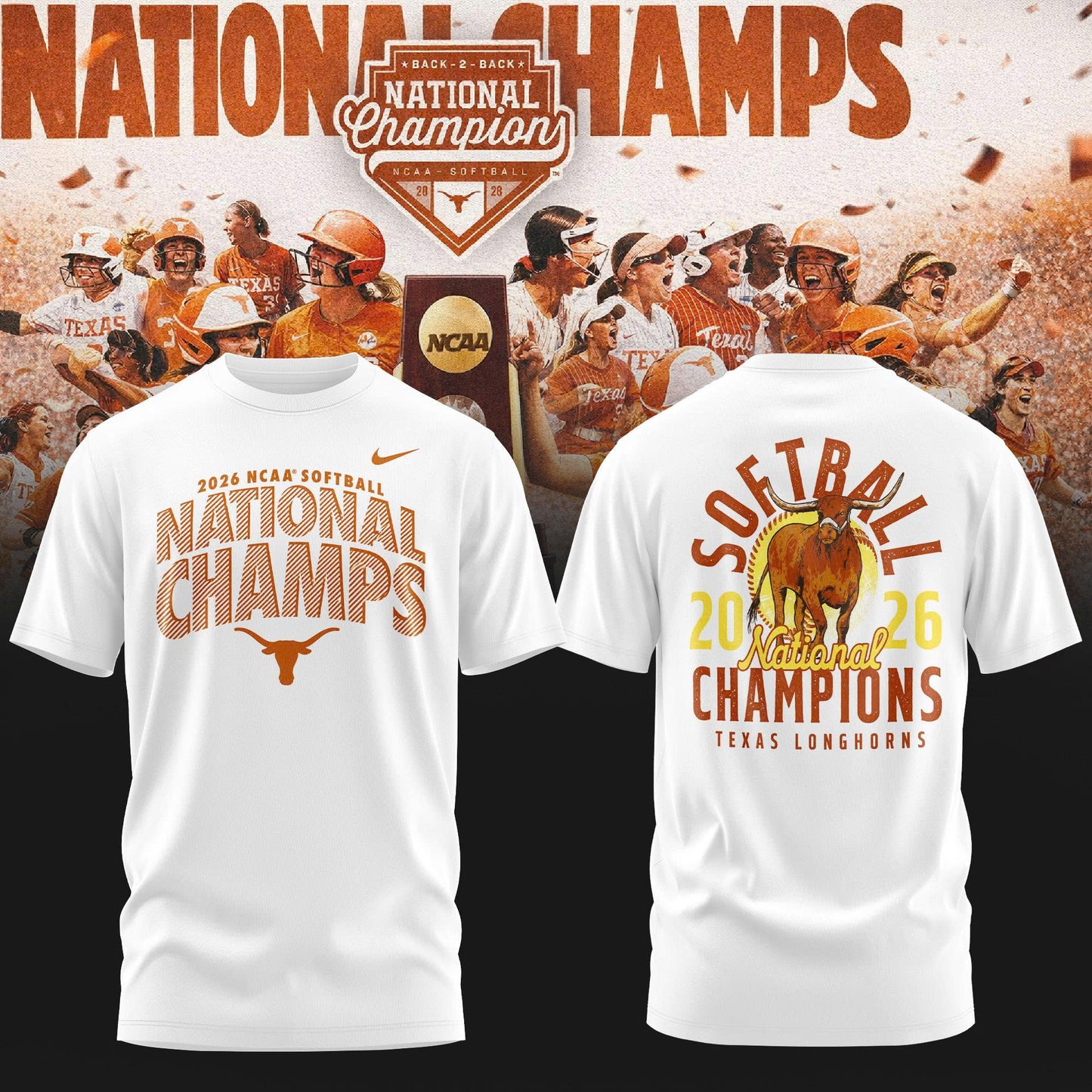 Texas Longhorns Back To Back NATIONAL CHAMPIONS T-shirt