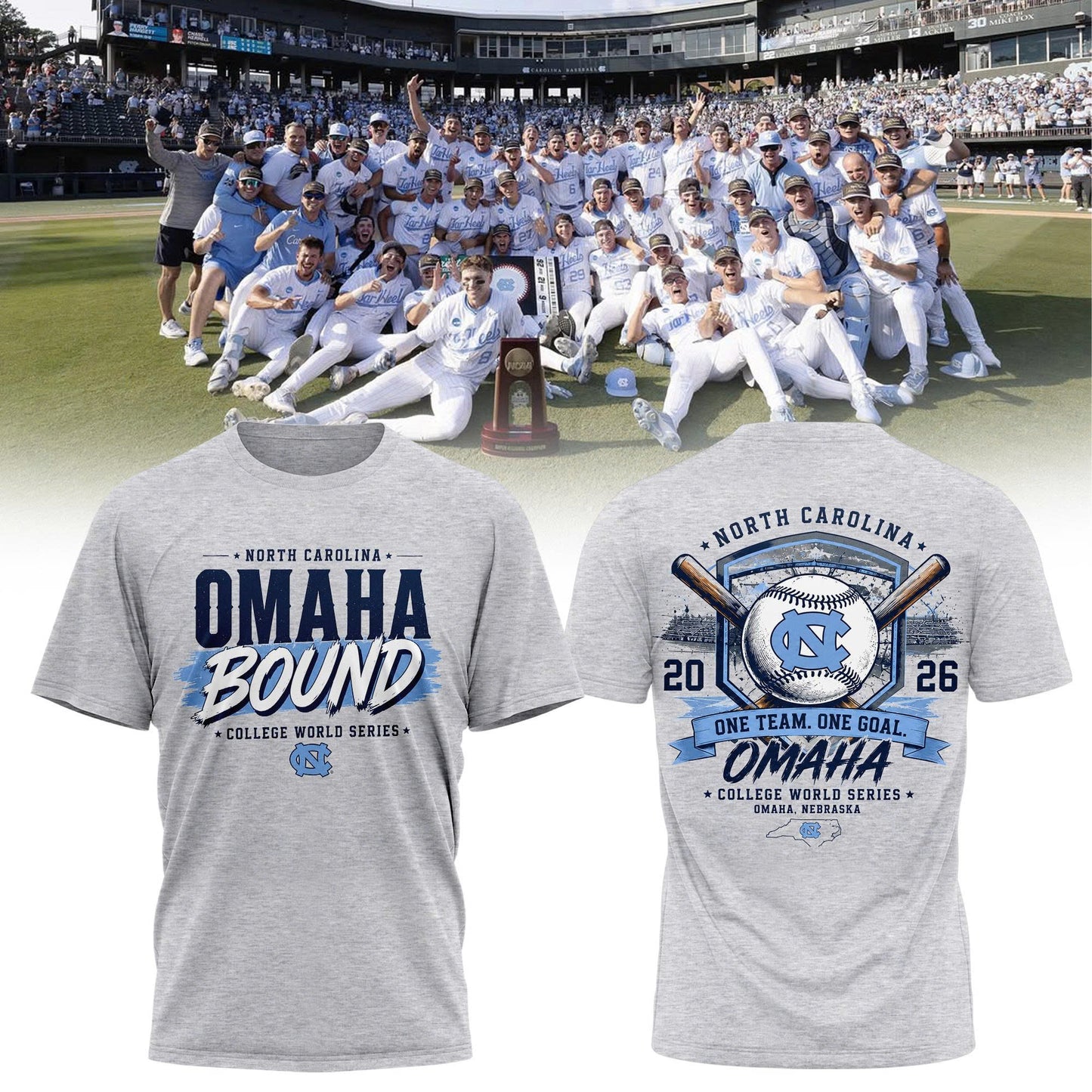 Diamond Heels – Headed to Omaha – 2026 NCAA Baseball Men’s College World Series T-Shirt