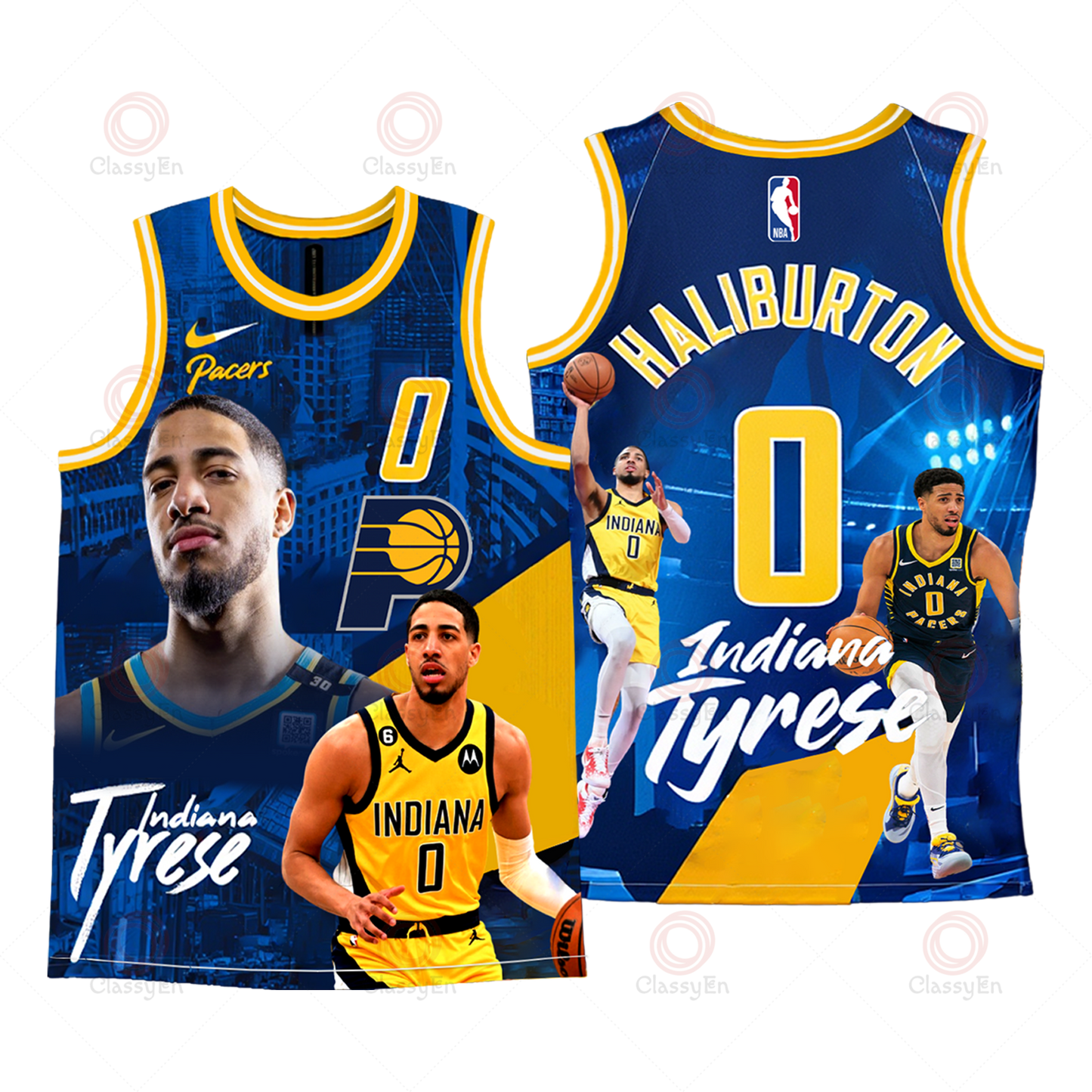 Indiana Pacers Basketball Tyrese Haliburton Pacers Team 3D Basketball Jersey