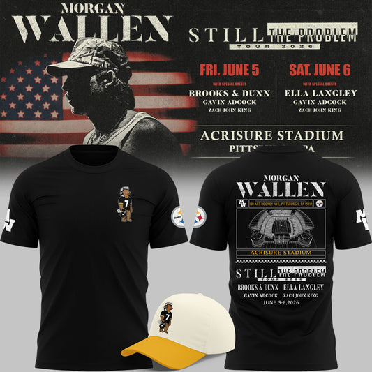 Limited Edition Morgan Wallen x Pittsburgh Steelers Black Tshirt 2026