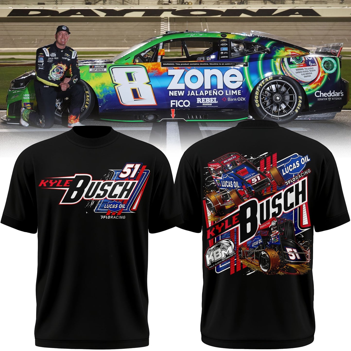 ..Kyle Busch #51 LUCAS/FLO BLK Midget Shirt