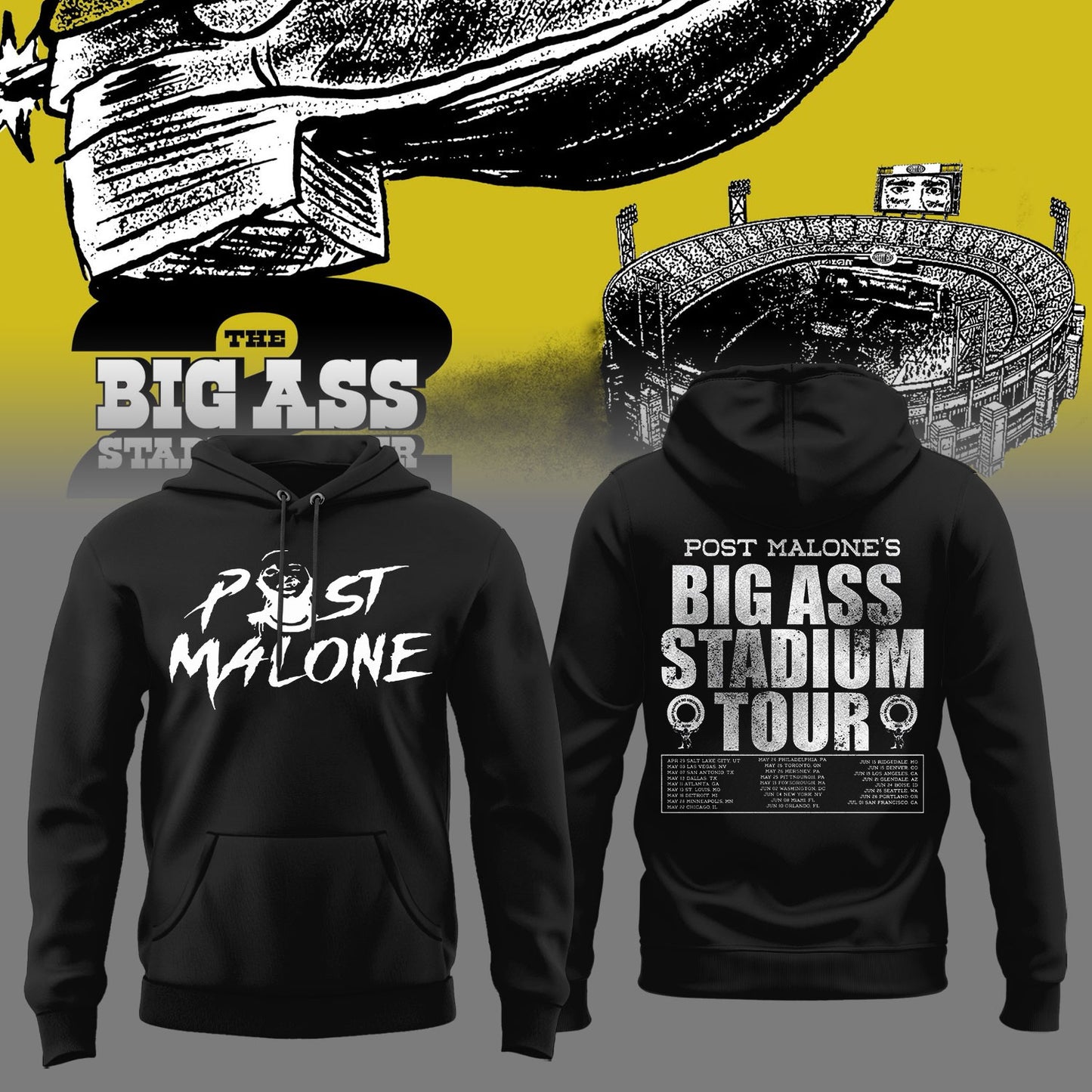 Post Malone THE BIG ASS STADIUM TOUR 2026 Limited Edition Tshirt