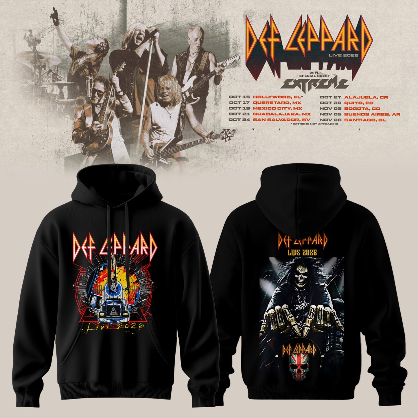 DEF LEPPARD LIVE 2026 MERCH COLLECTION HOODIE
