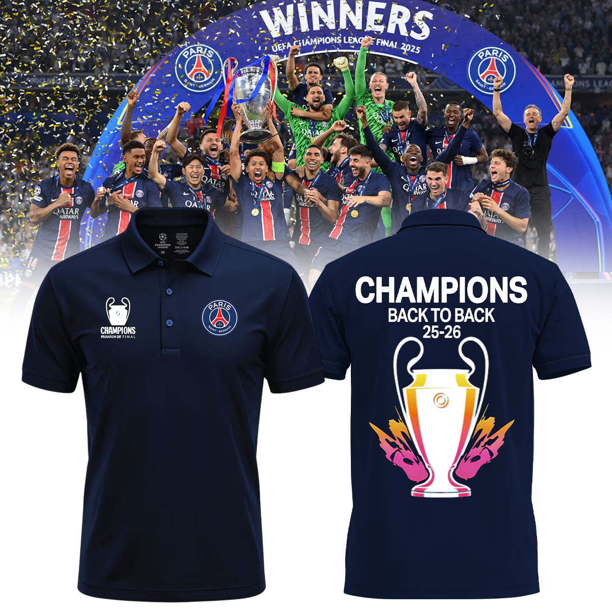 PSG Champions League Winners 25/26 Polo