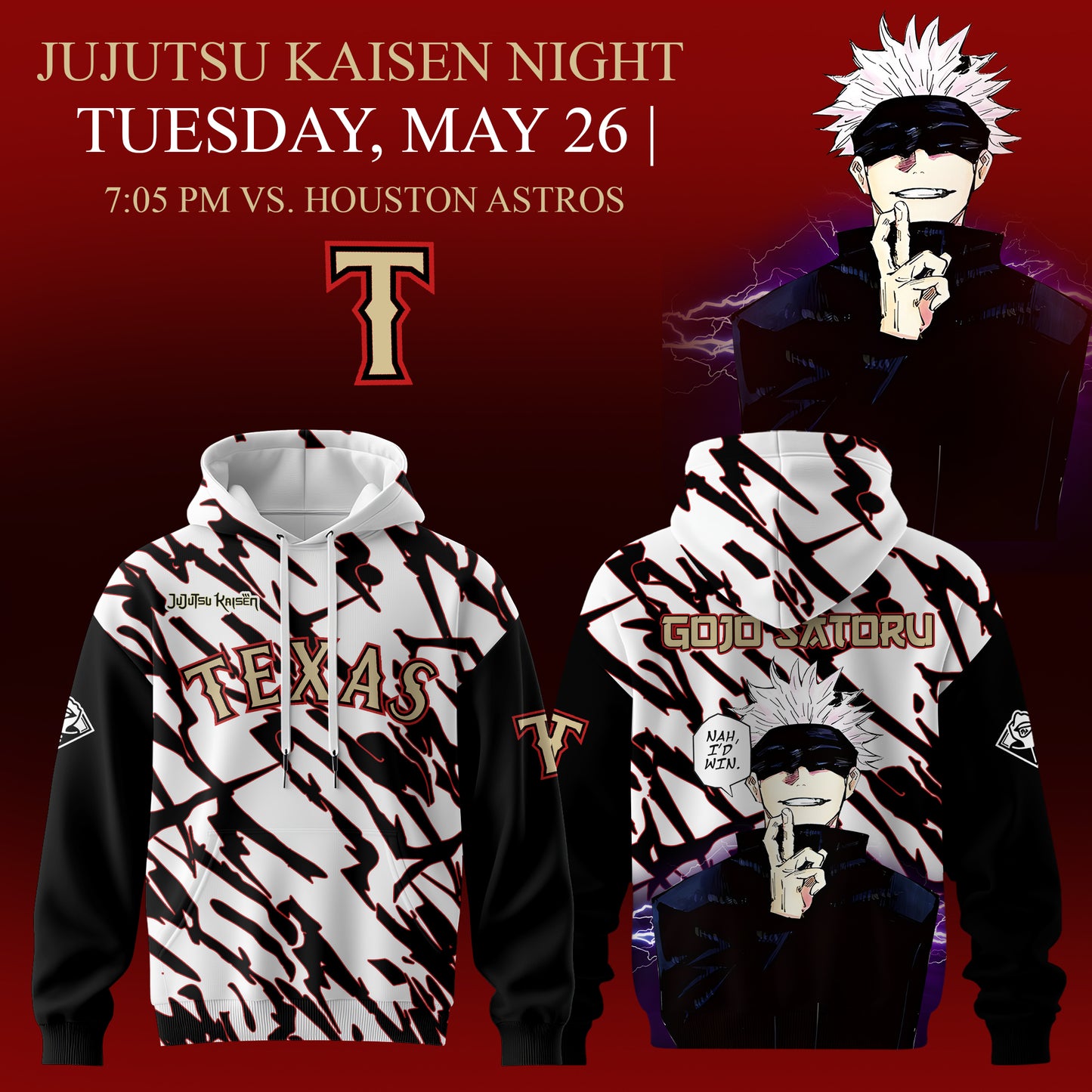 _,,,Texas Rangers x Jujutsu Kaisen 2026 Hoodie
