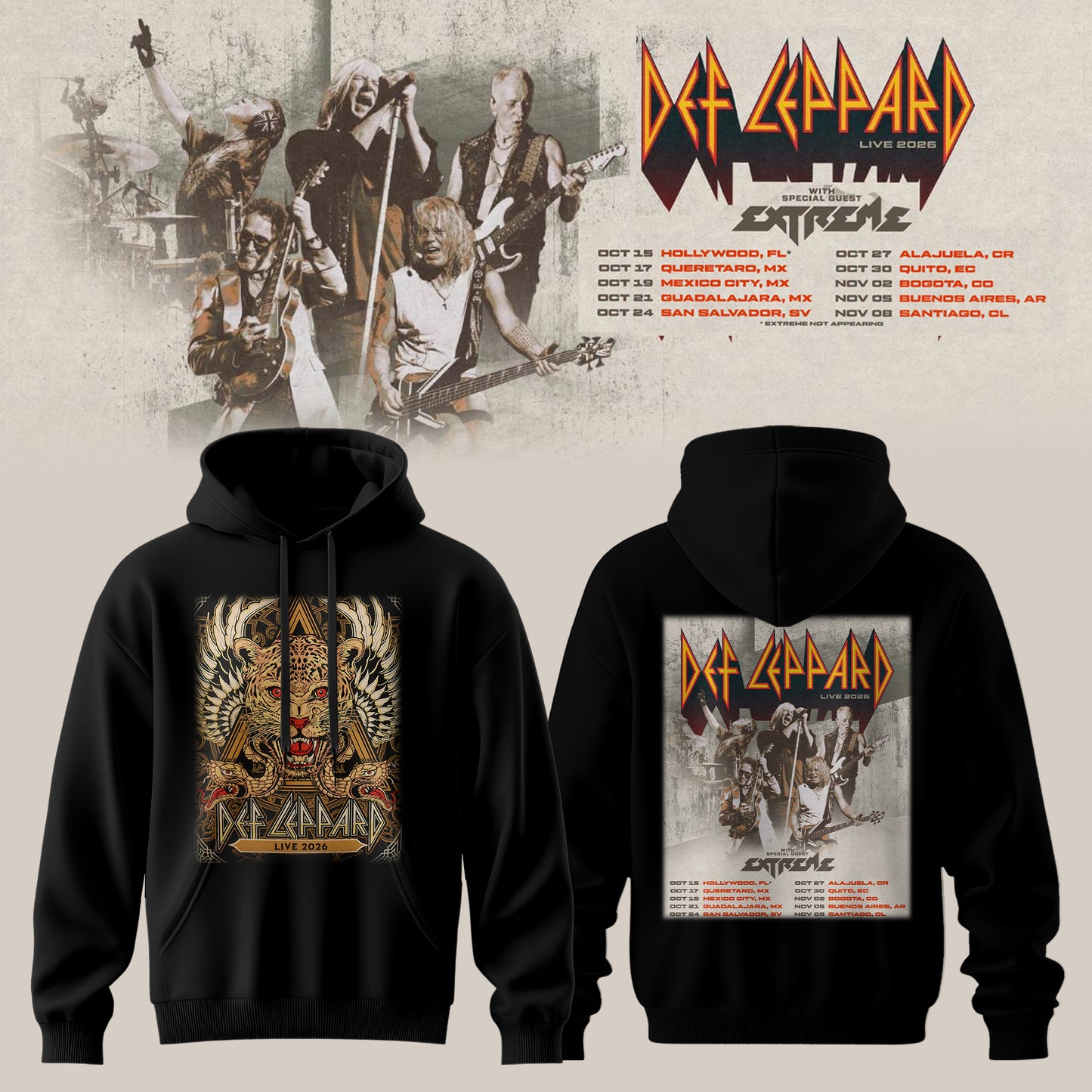 DEF LEPPARD LIVE 2026 MERCH COLLECTION HOODIE