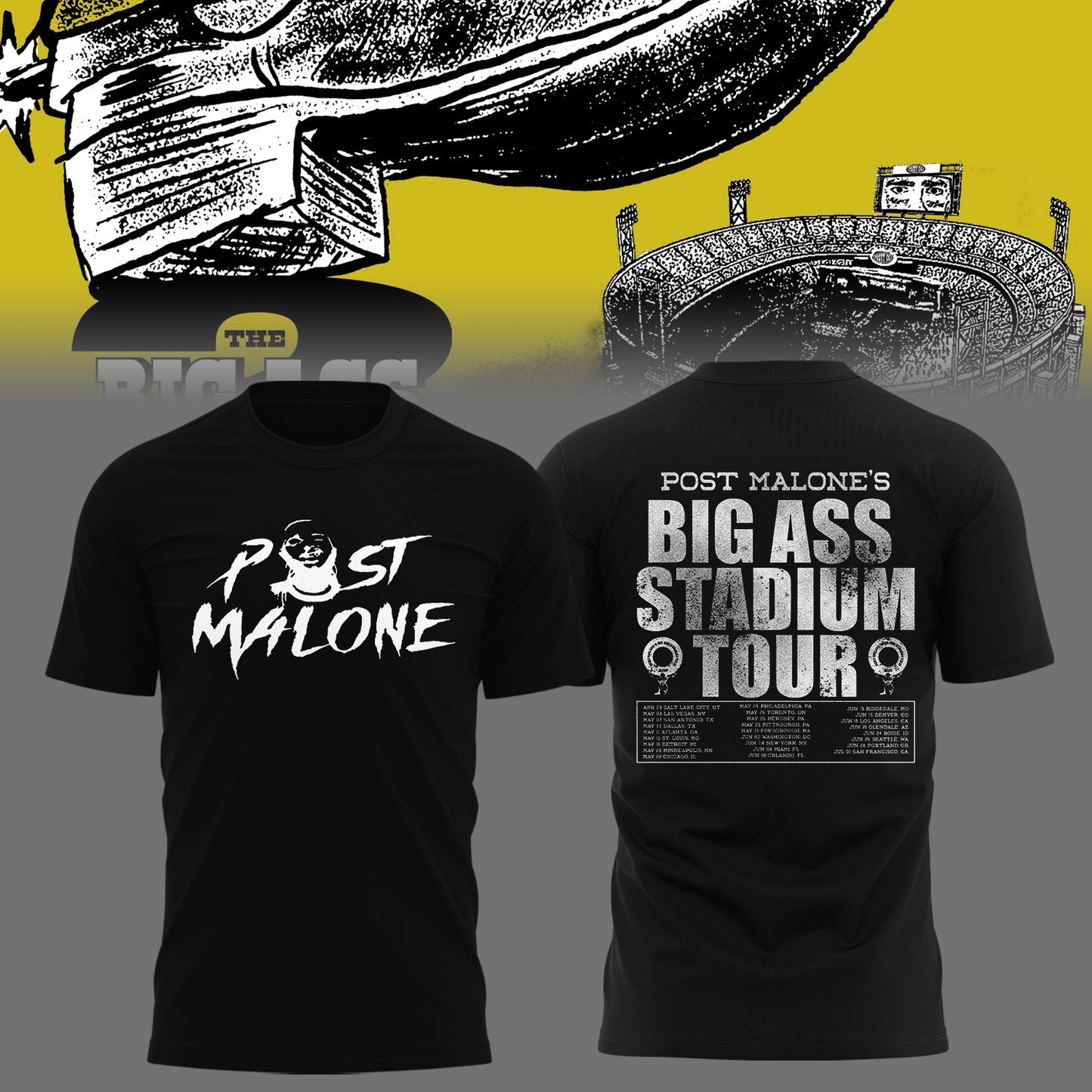 Post Malone THE BIG ASS STADIUM TOUR 2026 Limited Edition Tshirt