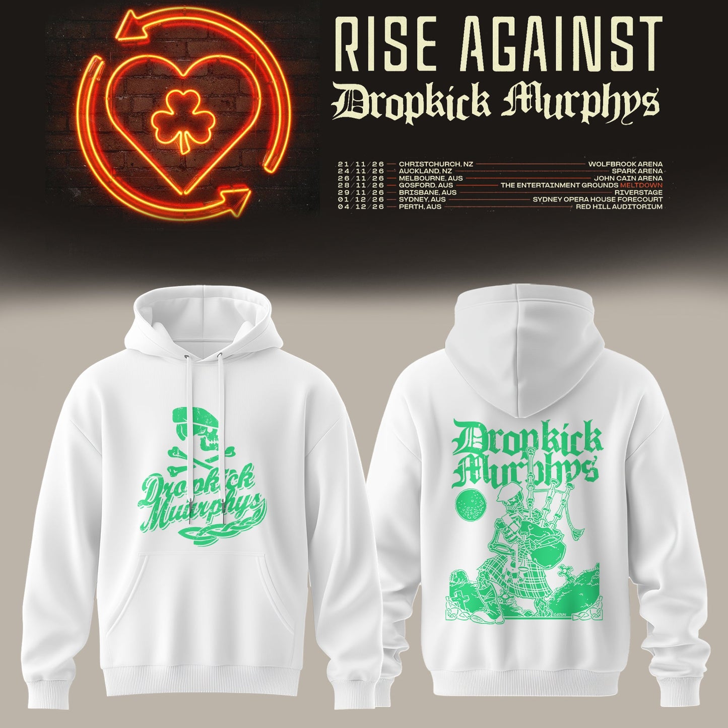 .White Celtic Riot Hoodie