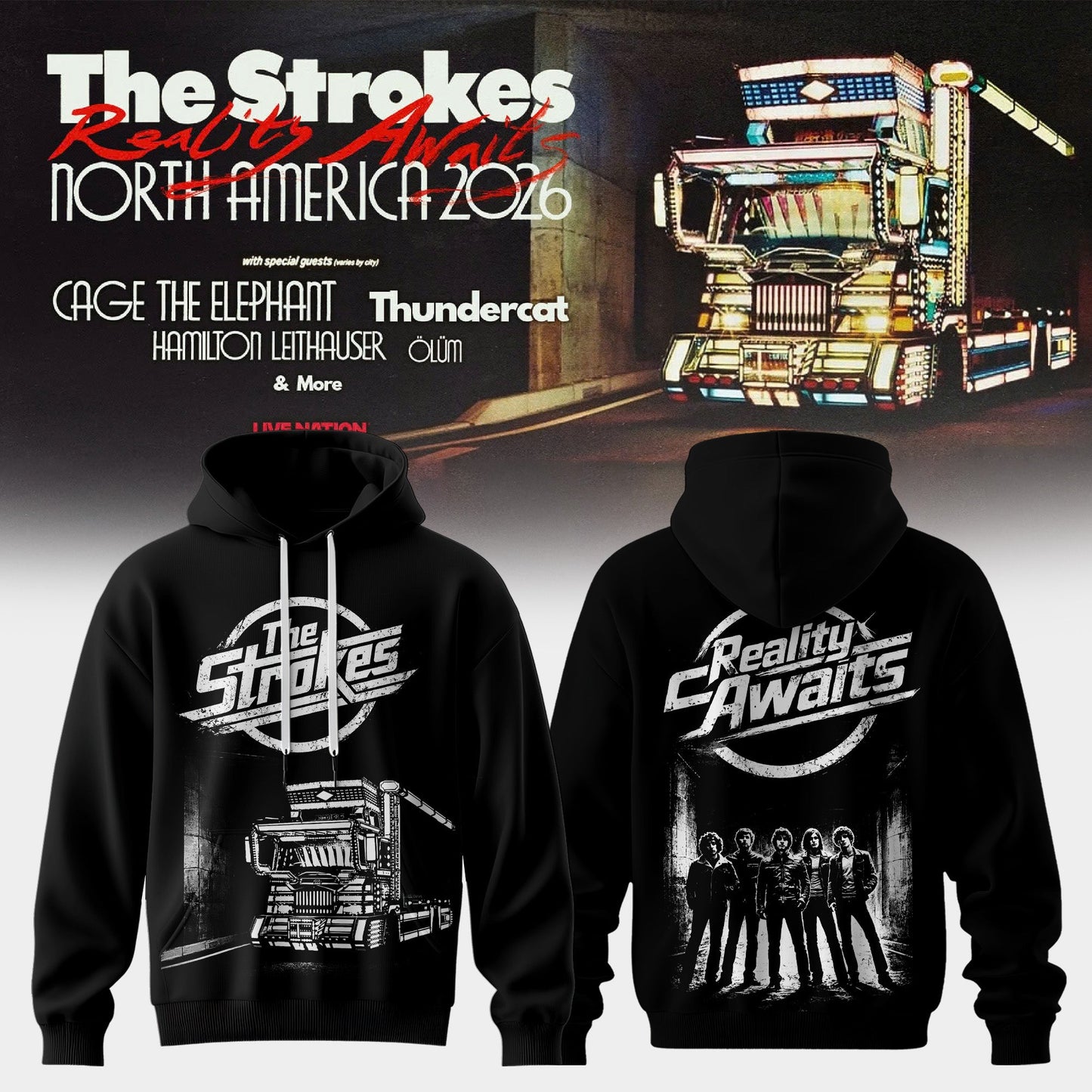 _The Strokes – Reality Awaits Tour 2026 Edition Hoodie