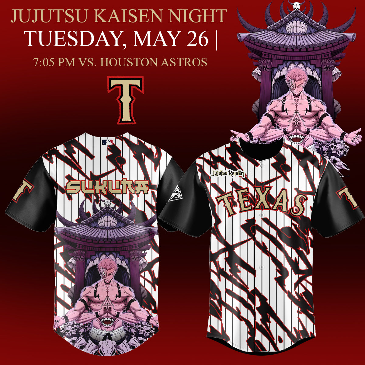 _,,,.Texas Rangers x Jujutsu Kaisen 2026 Baseball Jersey