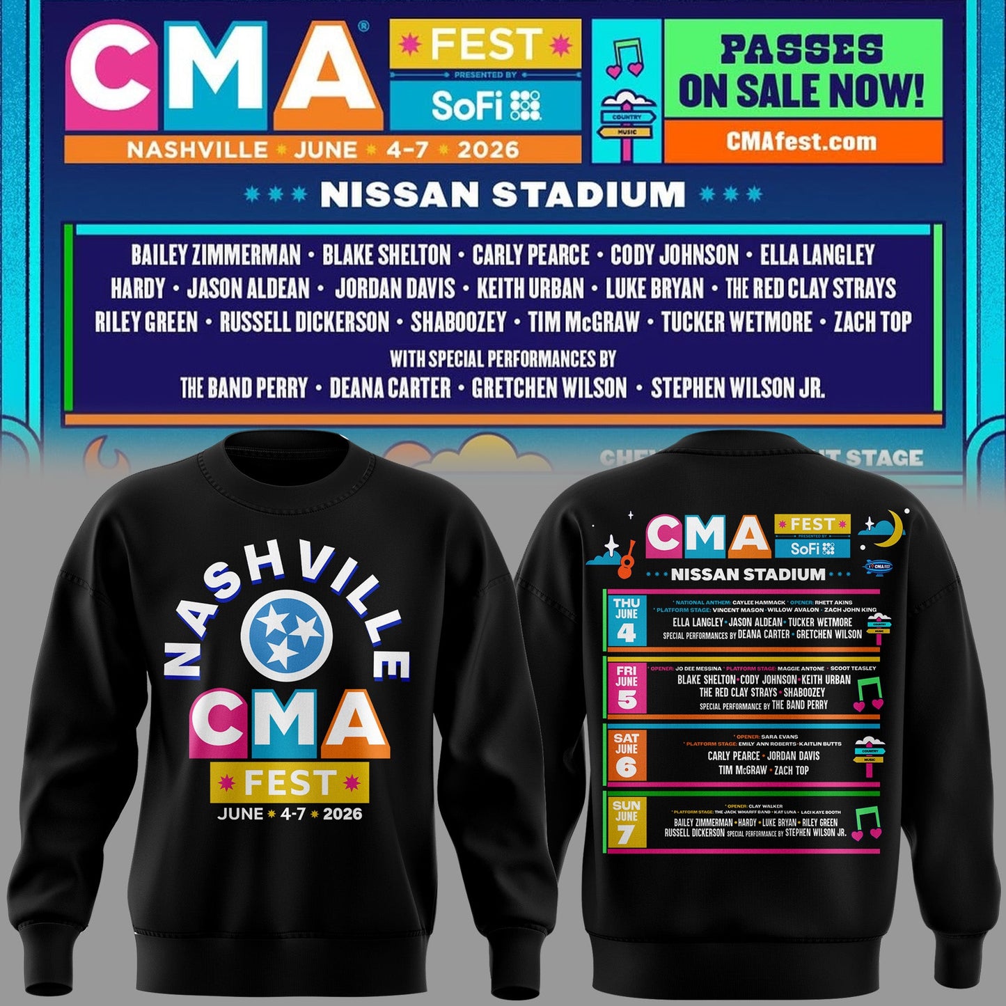 Limited Edition CMA FEST Black Sweatshirt 2026