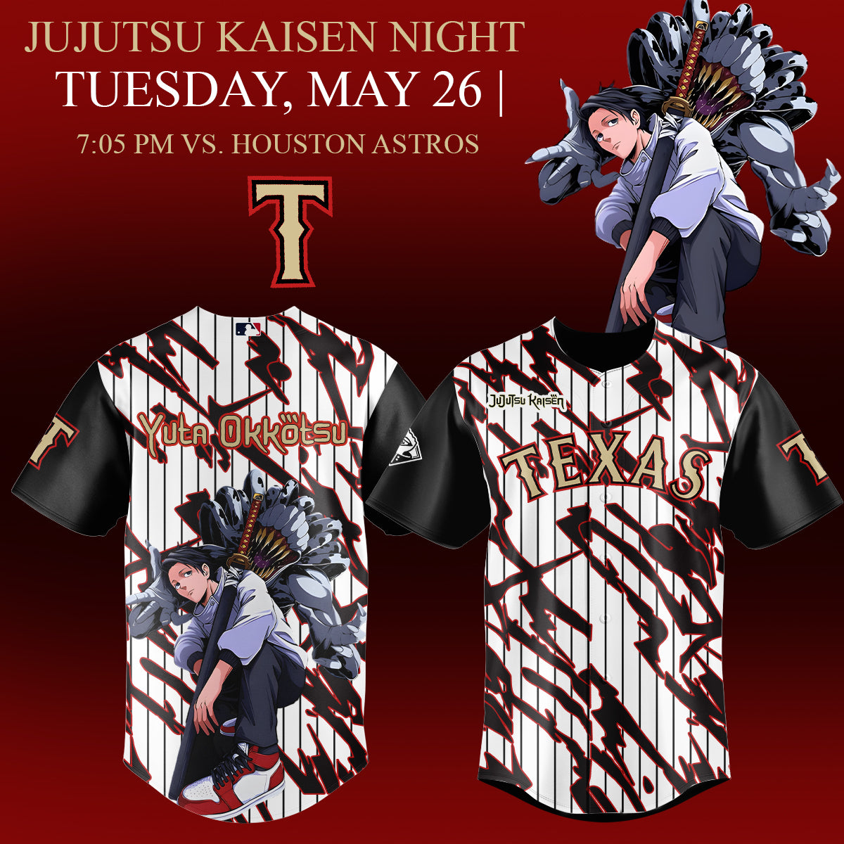 _,,,.Texas Rangers x Jujutsu Kaisen 2026 Baseball Jersey