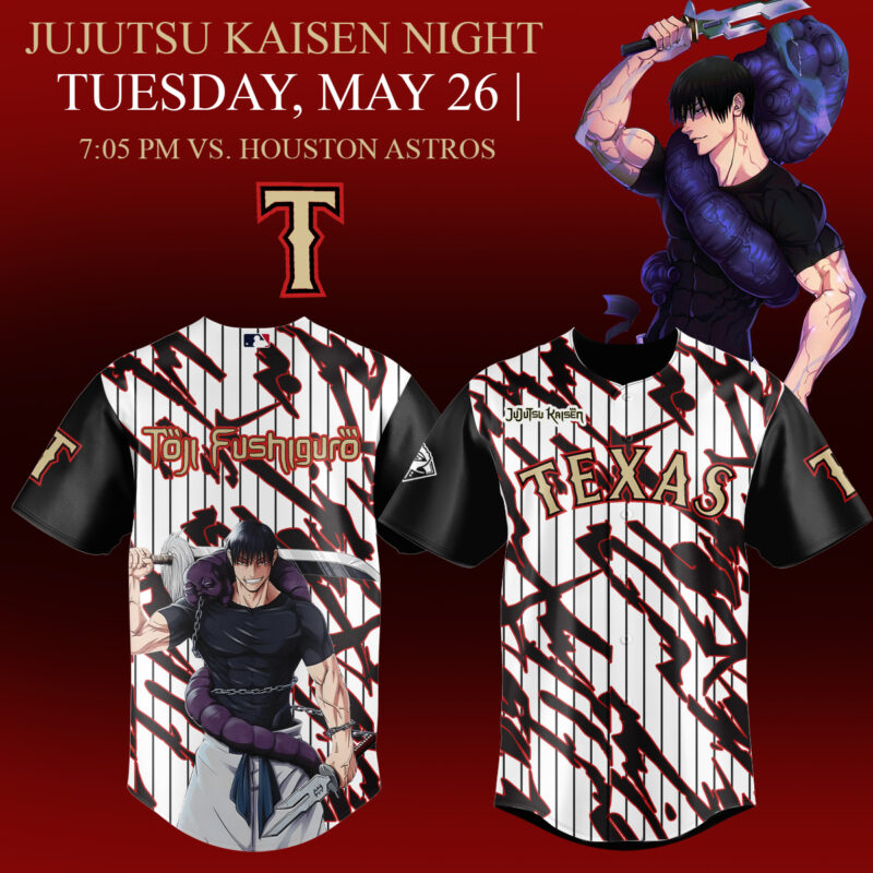 _,,,.Texas Rangers x Jujutsu Kaisen 2026 Baseball Jersey