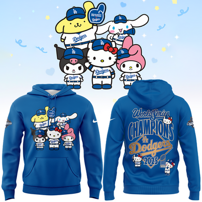 Hello Kitty x LA Dodgers World Series Champions Hoodie - 100% Cotton - Unisex - Blue