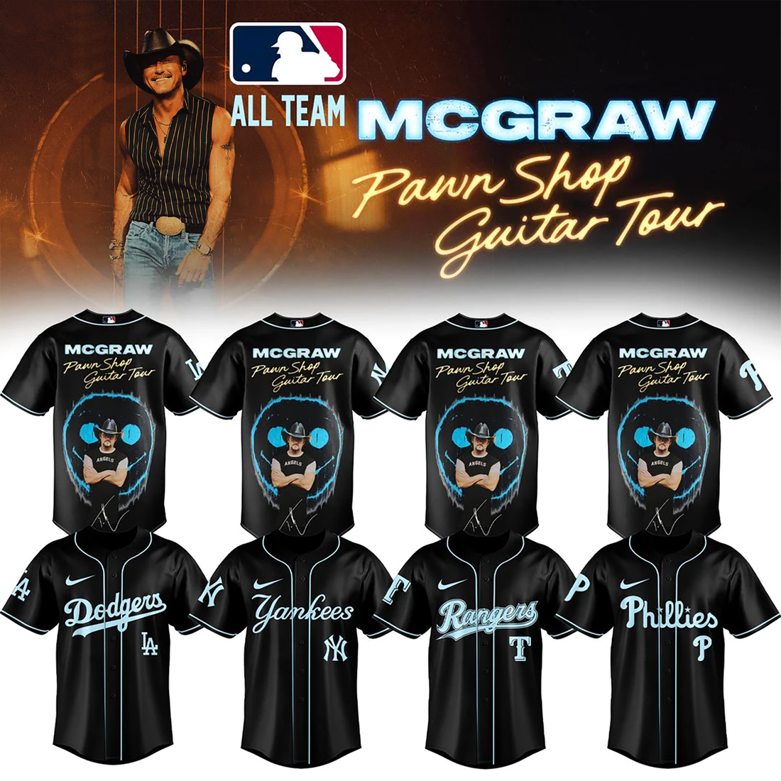 .Baseball x Tim McGraw awn Shop Guitar Tour 2026 Edition Jersey