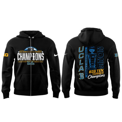 UCLA Women’s Basketball 2026 Big Ten Regular Season Conference Championship Black Zip Hoodie V2