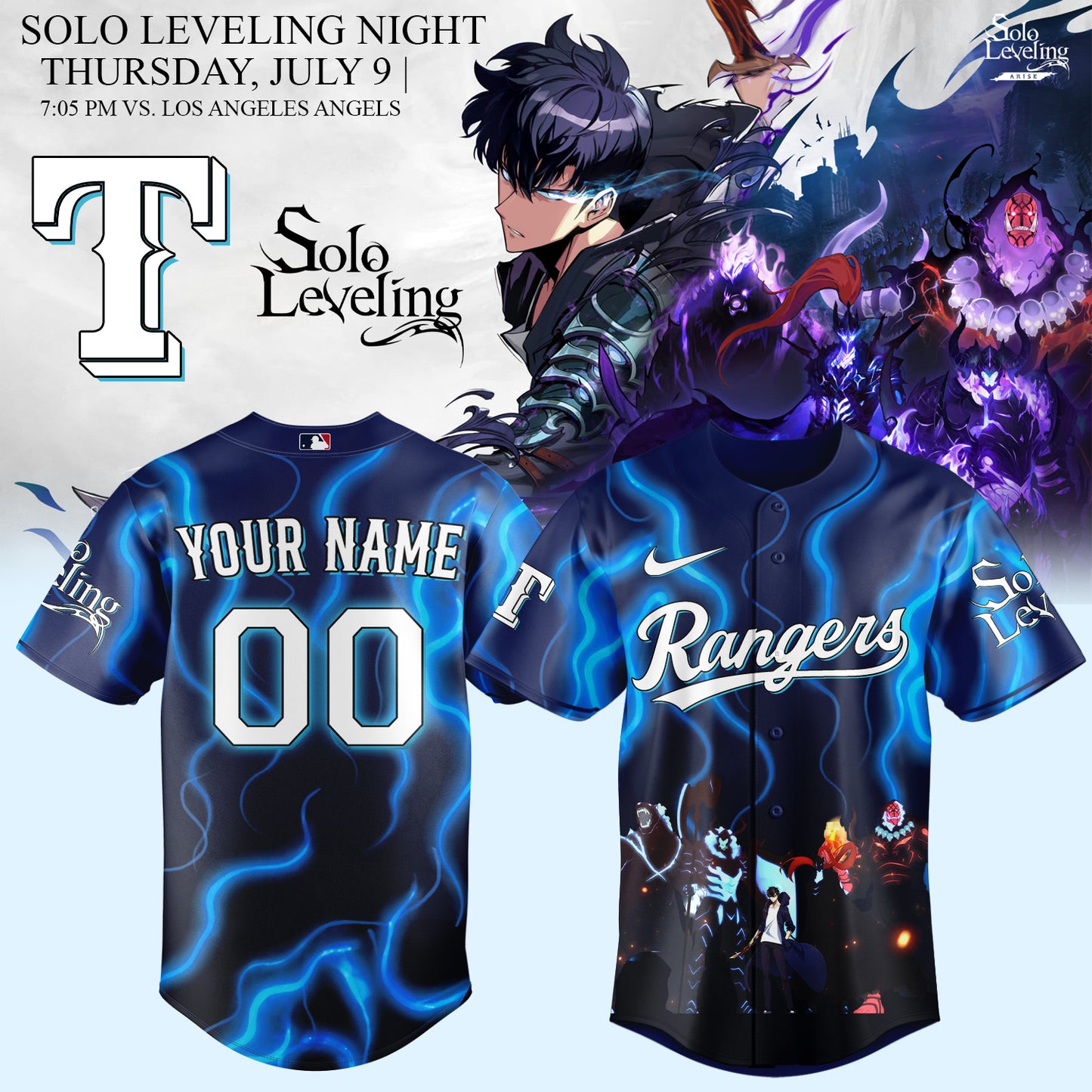 __.Texas Rangers x Solo Leveling Limited Baseball Jersey (Custom Name &amp; Number)