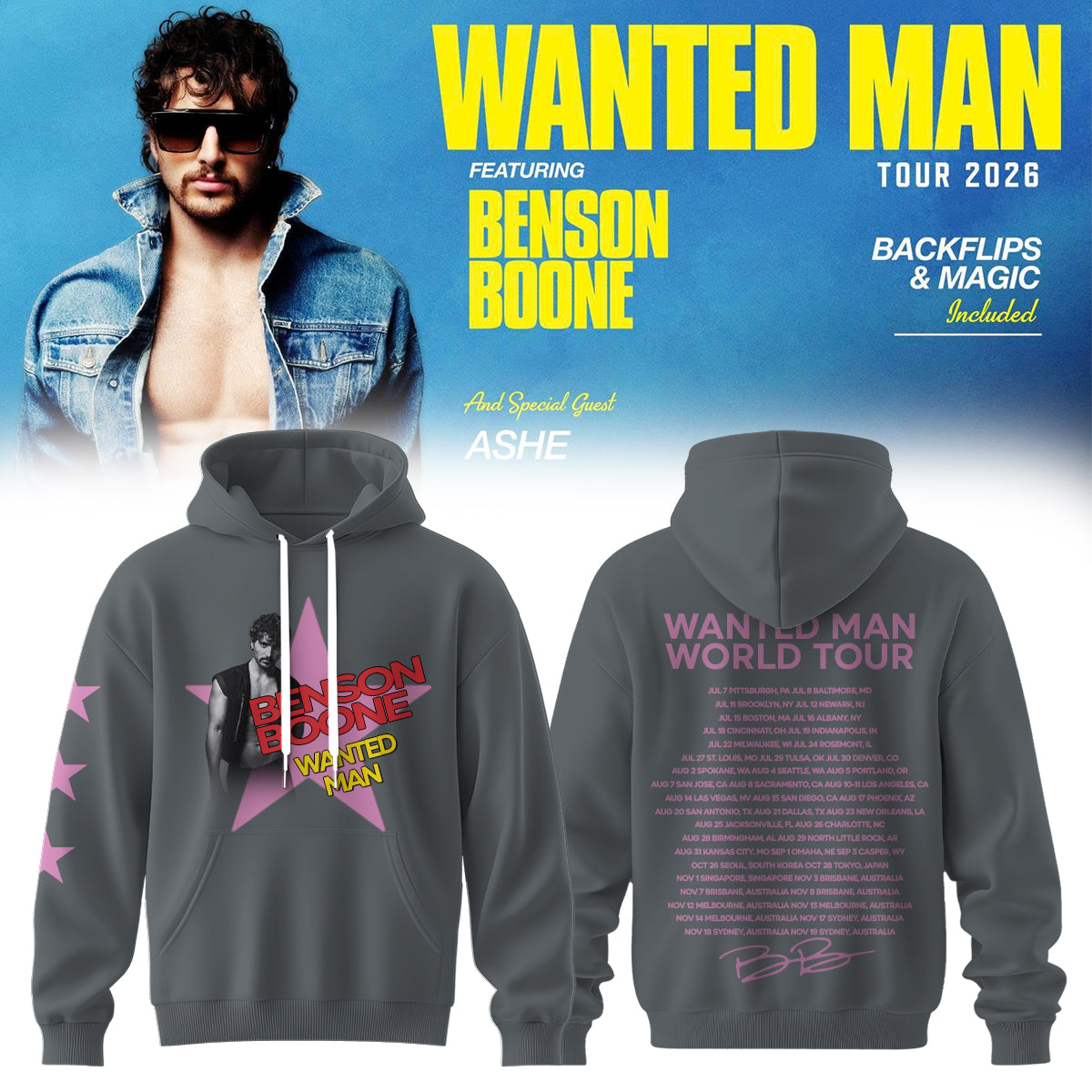 ..Benson Boone Wanted Man signed Hoodie