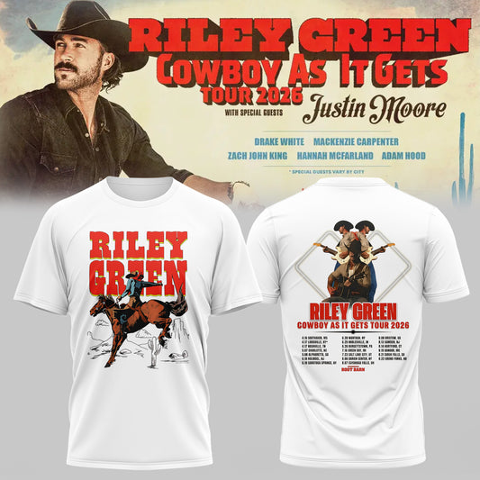 Riley Green’s Cowboy As It Gets Tour 2026 T-shirt