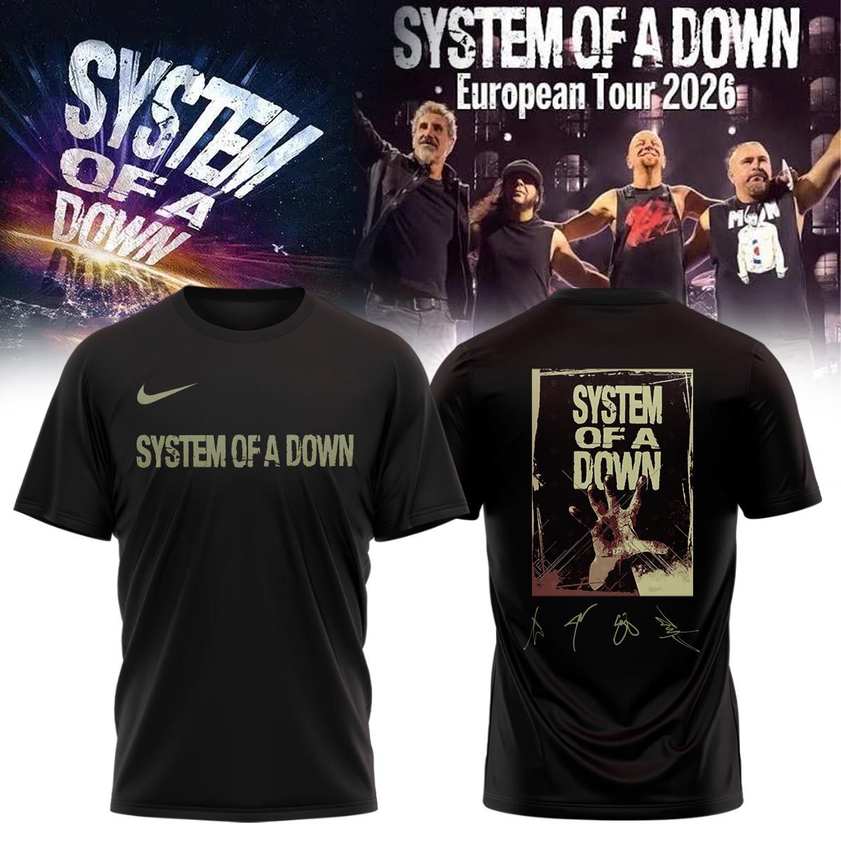 .System Of A Down European Tour 2026 Limited Edition Signature – Tshirt