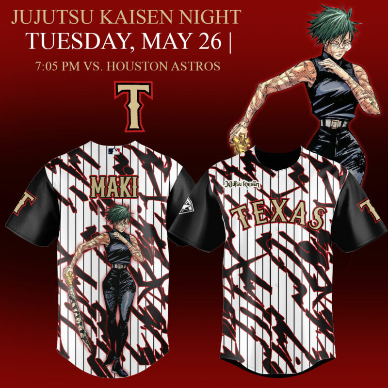 _,,,.Texas Rangers x Jujutsu Kaisen 2026 Baseball Jersey