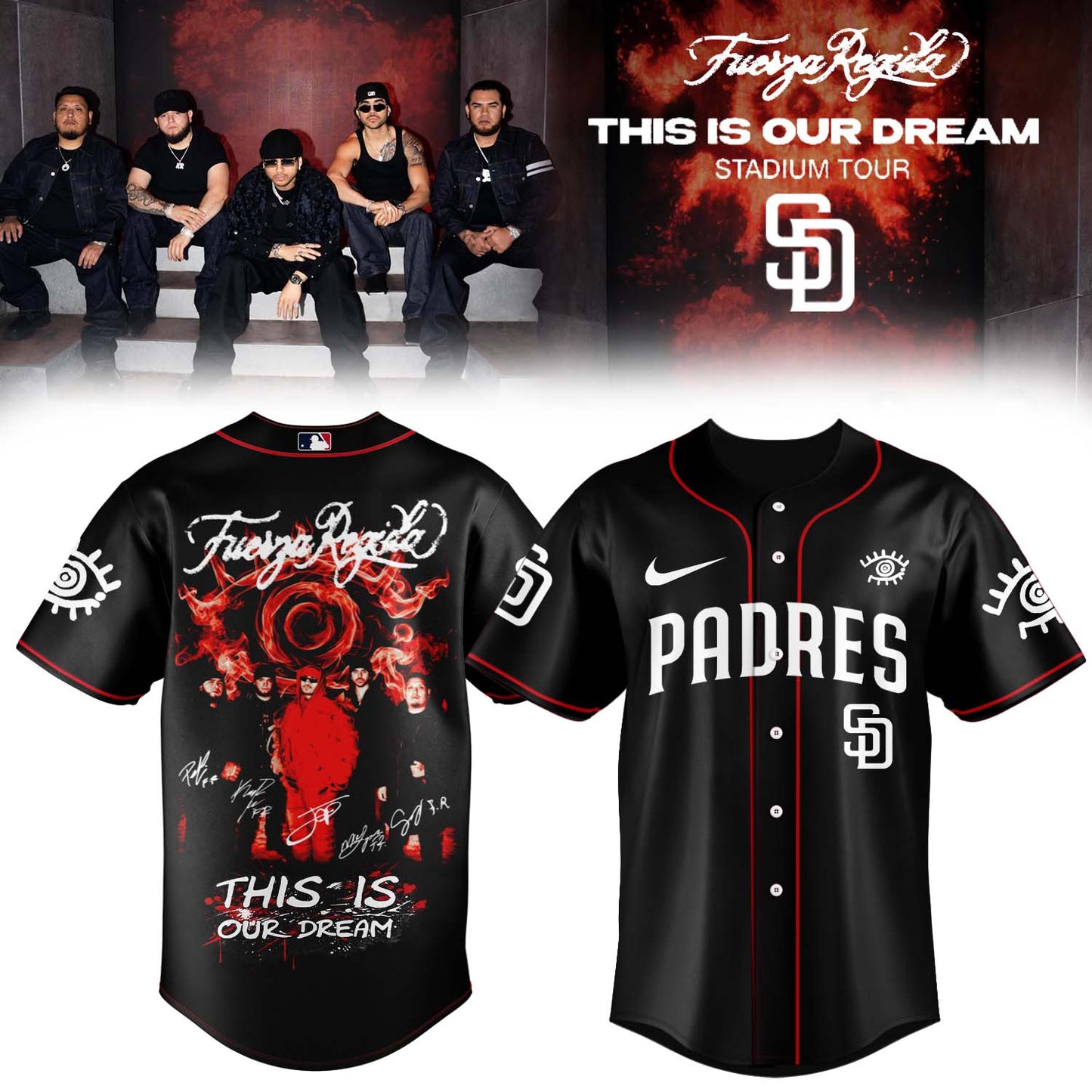 All Team X Fuerza Regida “This Is Our Dream Stadium Tour” 2026 Limited Edition Signature – Jersey