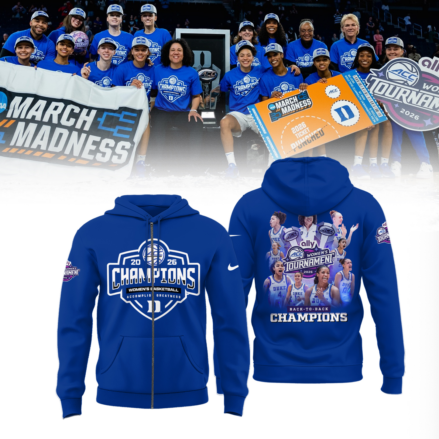 Duke Blue Devils 2026 ACC Women’s Basketball Tournament Champions Limited Edition Shirt
