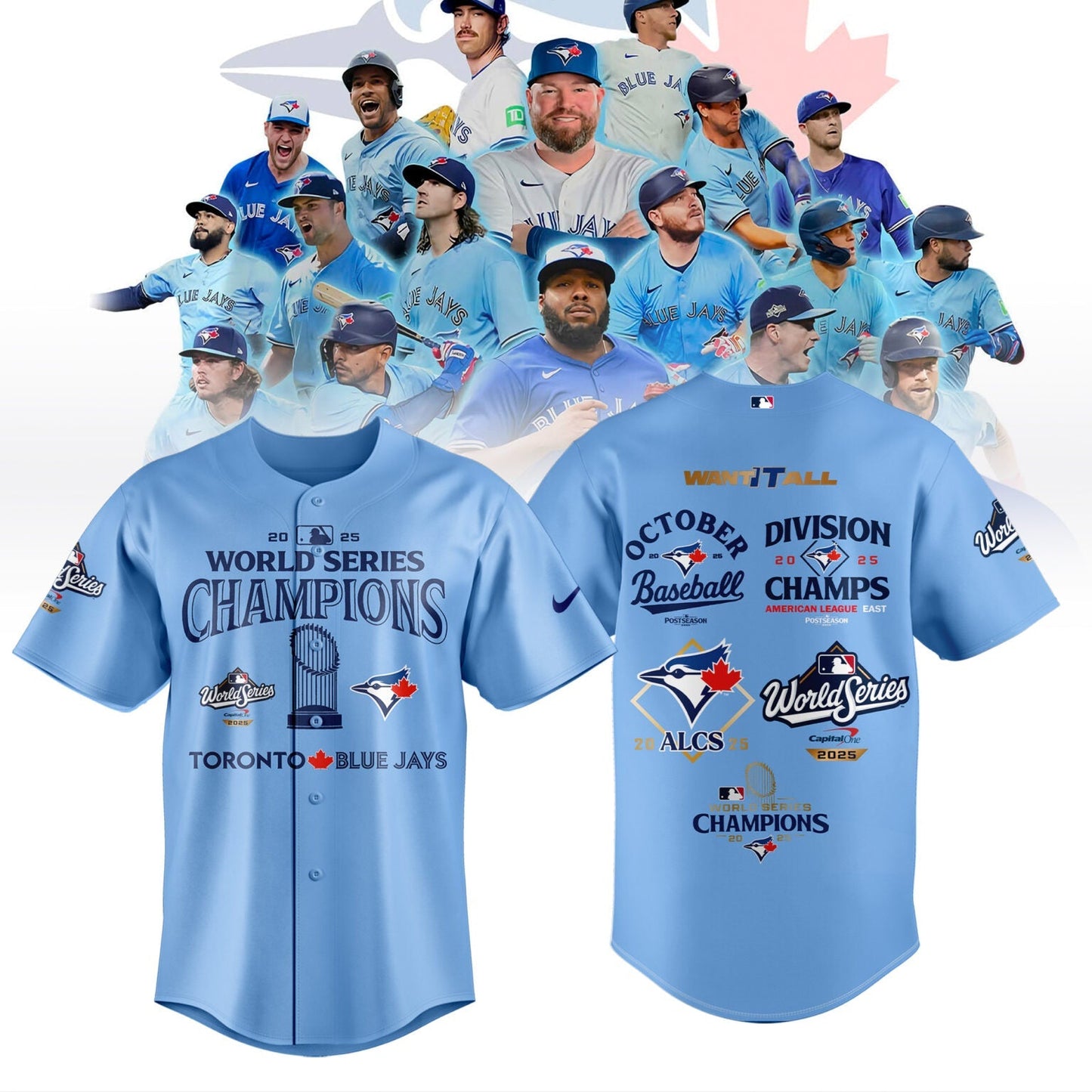 Limited Edition Toronto Blue Jays World Series Champions 2025 Combo Baseball Jersey Light Blue