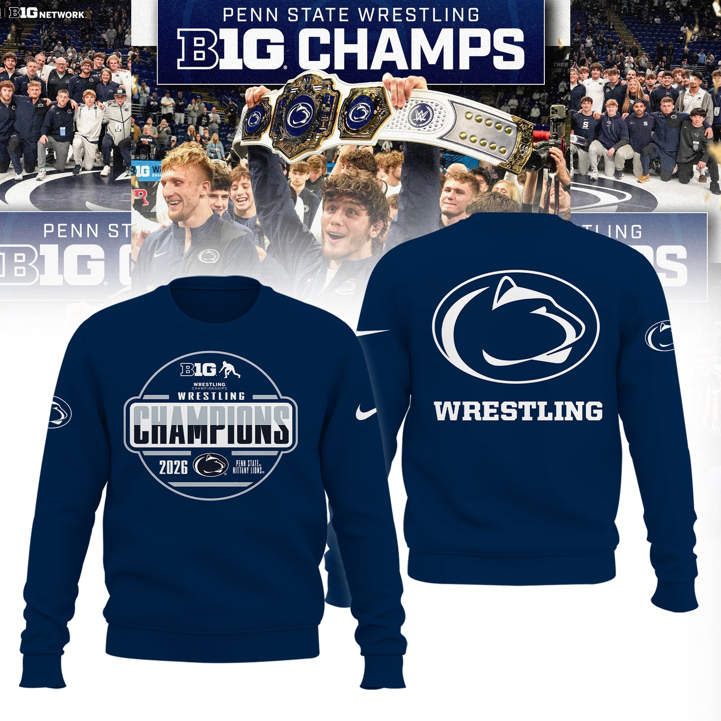 Penn State Nittany Lions 2026 Big Ten Men’s Wrestling Tournament Champions Limited Edition Shirt