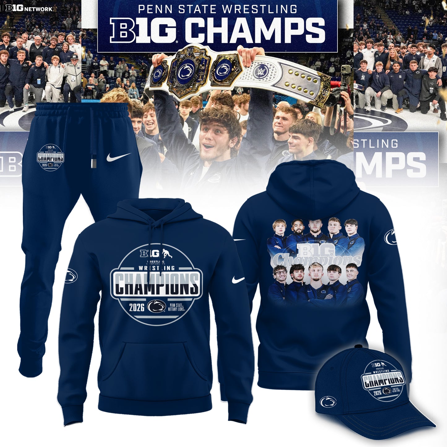 Penn State Nittany Lions 2026 Big Ten Men’s Wrestling Tournament Champions Limited Edition Shirt