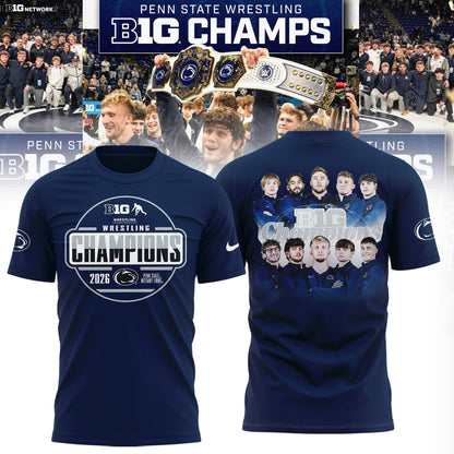 Penn State Nittany Lions 2026 Big Ten Men’s Wrestling Tournament Champions Limited Edition T Shirt