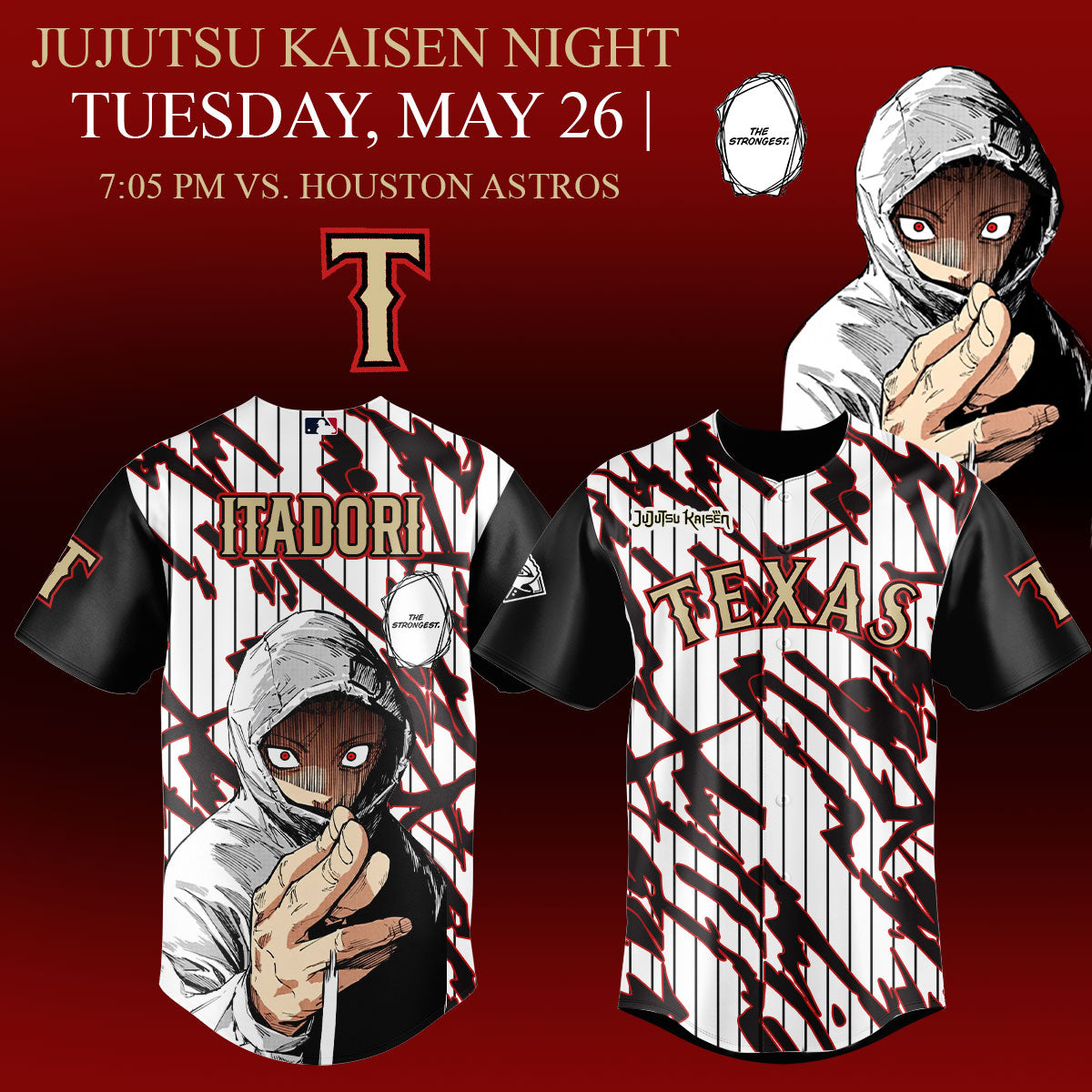 _,,,.Texas Rangers x Jujutsu Kaisen 2026 Baseball Jersey