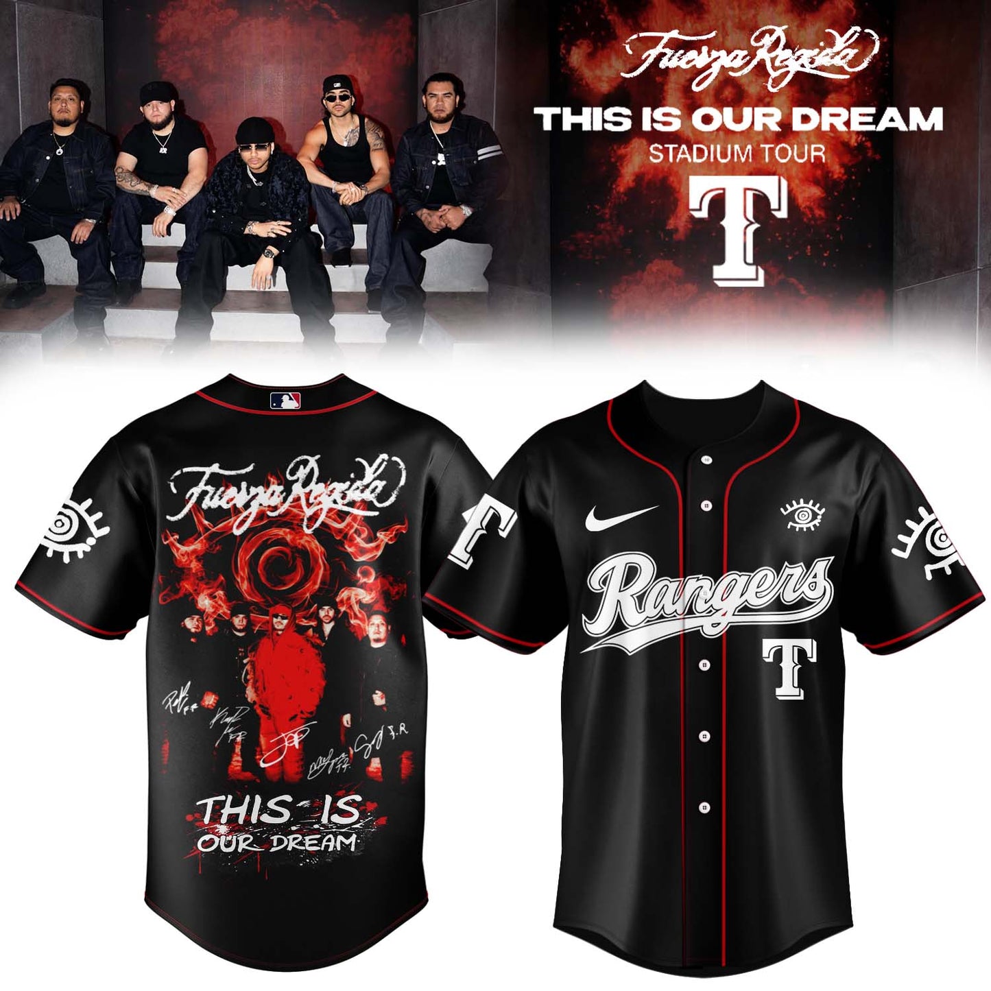 All Team X Fuerza Regida “This Is Our Dream Stadium Tour” 2026 Limited Edition Signature – Jersey