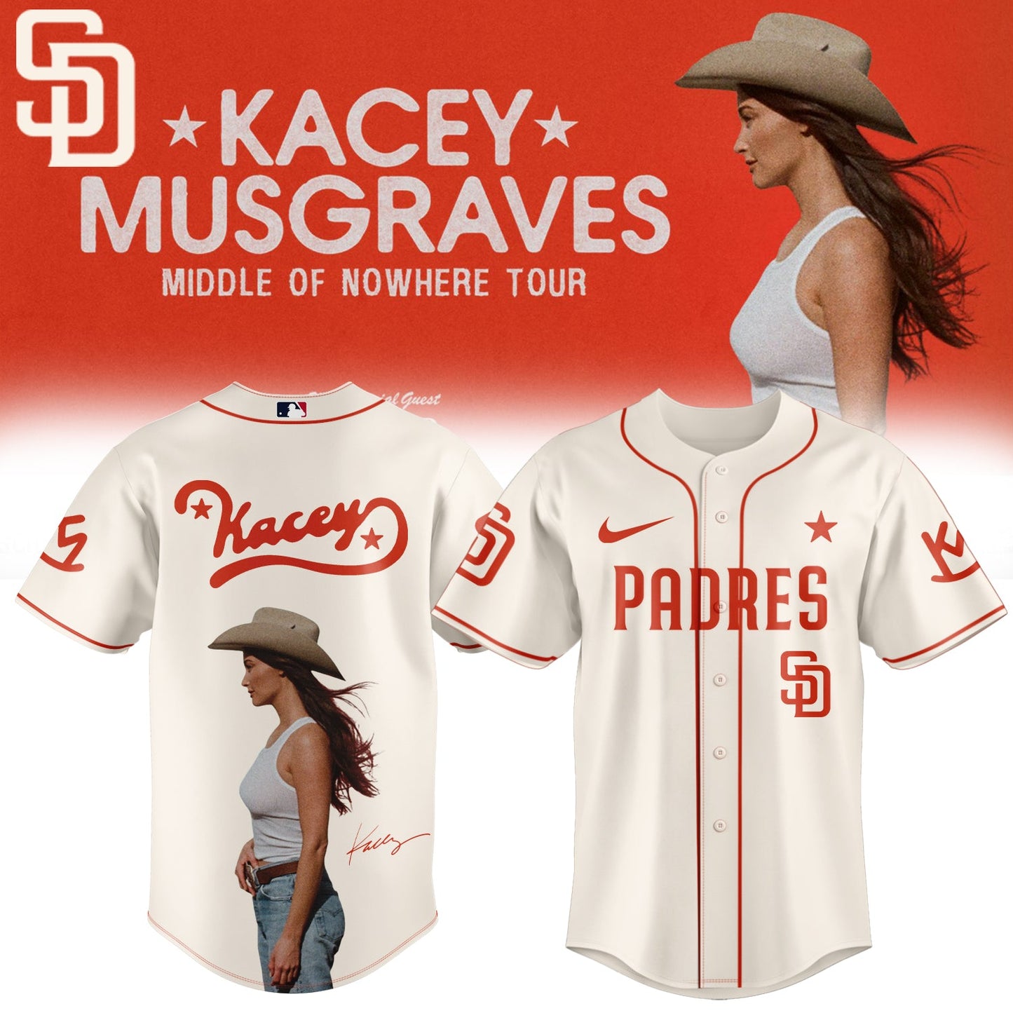 ,,Baseball X Kacey Musgraves Middle of Nowhere Tour Signed Jersey 1